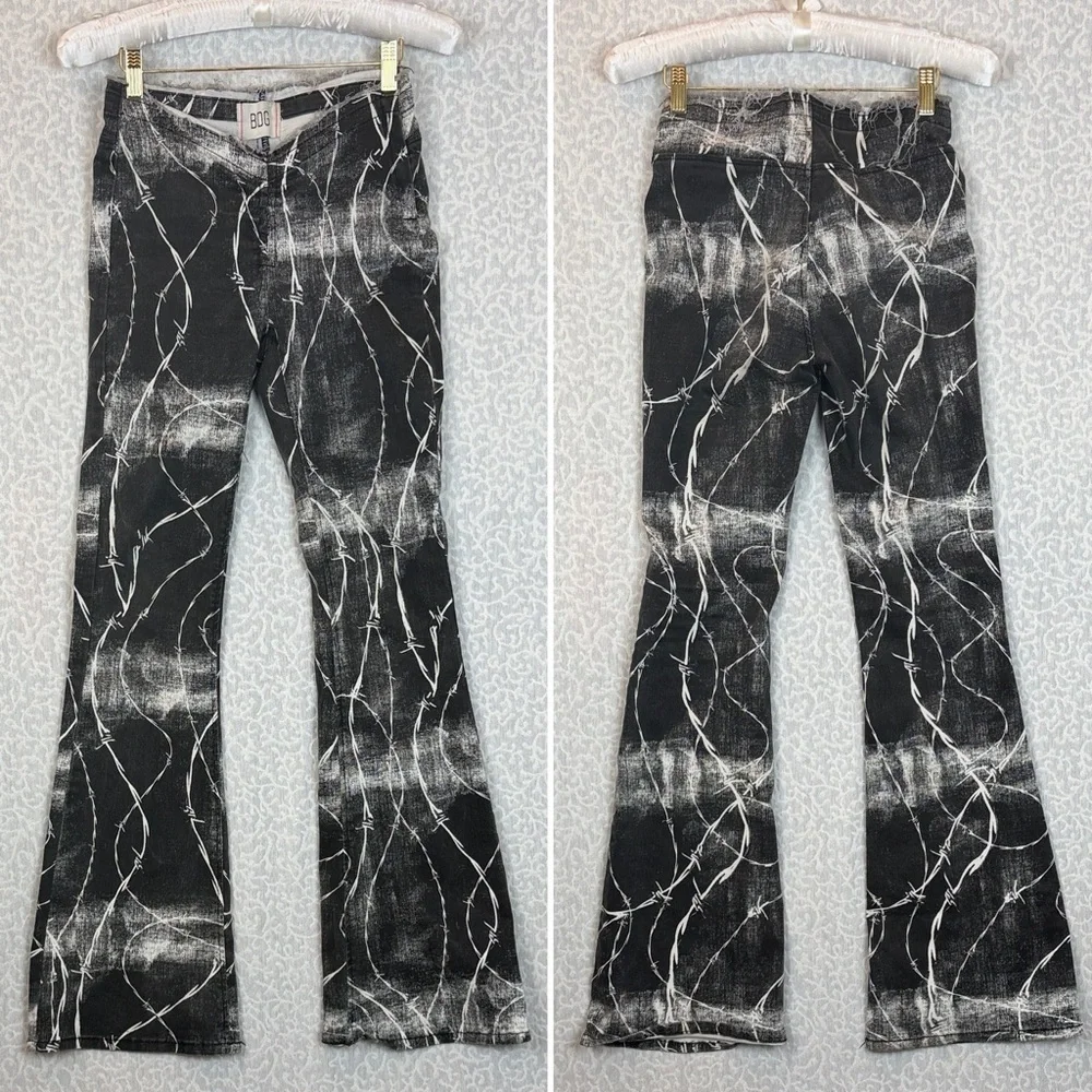 BDG Urban Outfitters Printed Ruched V-front Flare Jeans Lightweight Pants Sz.25